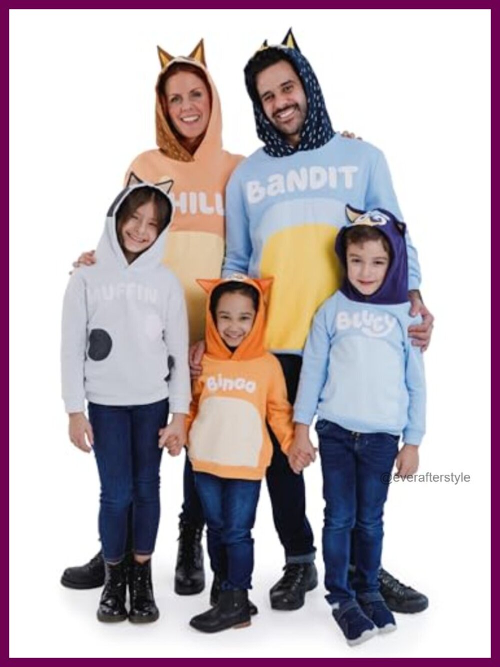 Bluey Cosplay Fleece Hooded Sweatshirt 3D Ears Pullover Matching Family